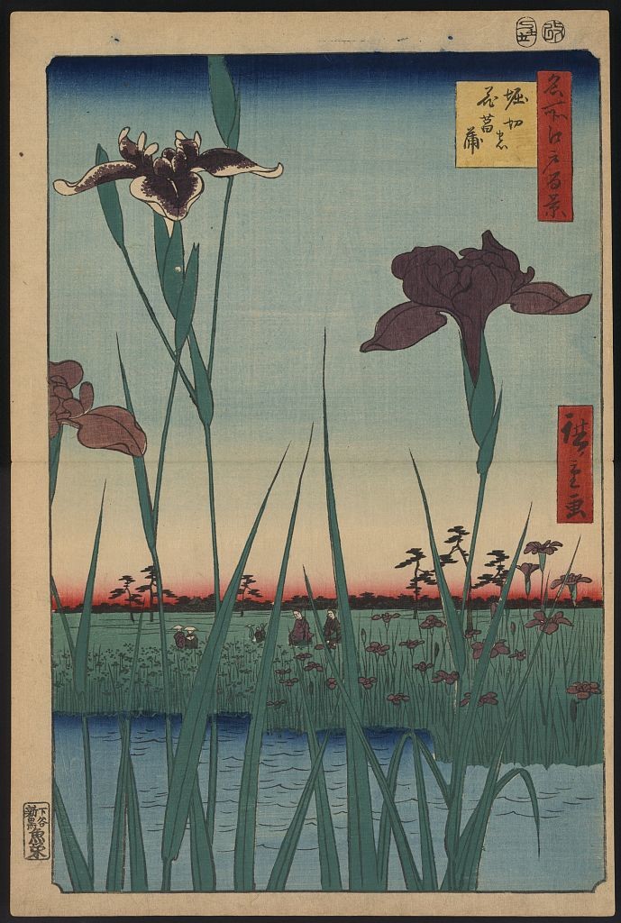 Horikiri iris garden, Japanese Woodblock, Photo by: flickr/The Library of Congress 