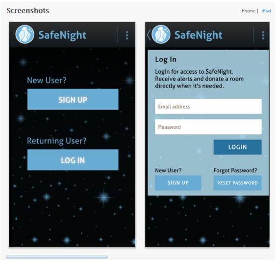 SafeNight App screengrab