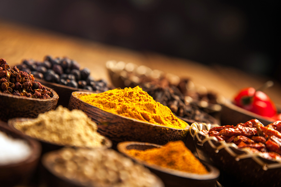 spices on dark background