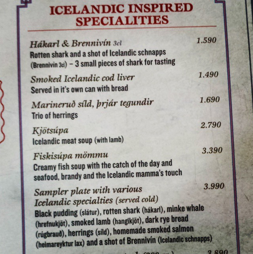 Icelandic meals
