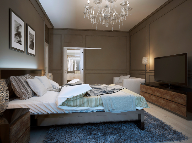 Bedroom interior in modern style, 3d images