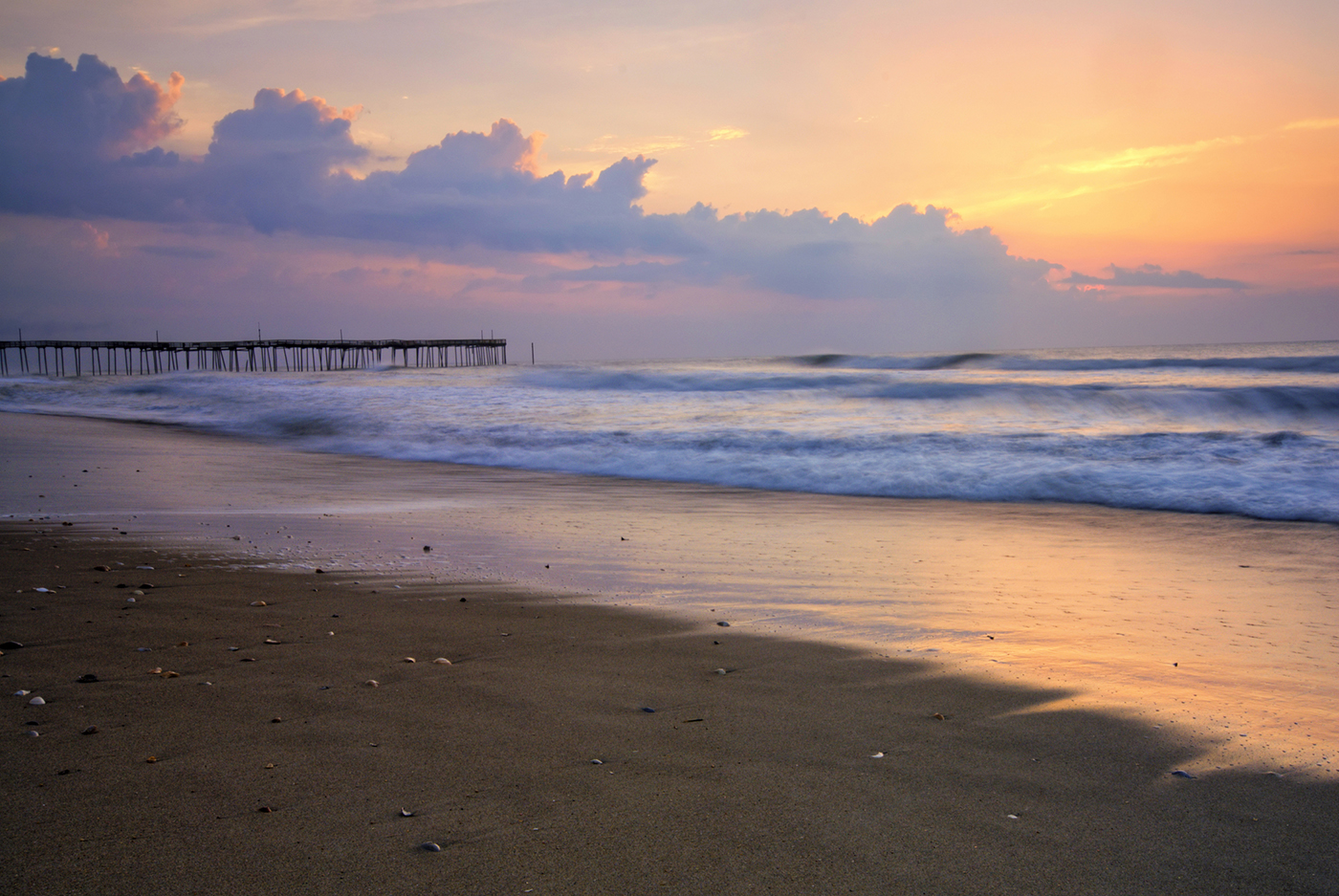 Sunrise at fishing pier on the Outer Banks, North Carolina