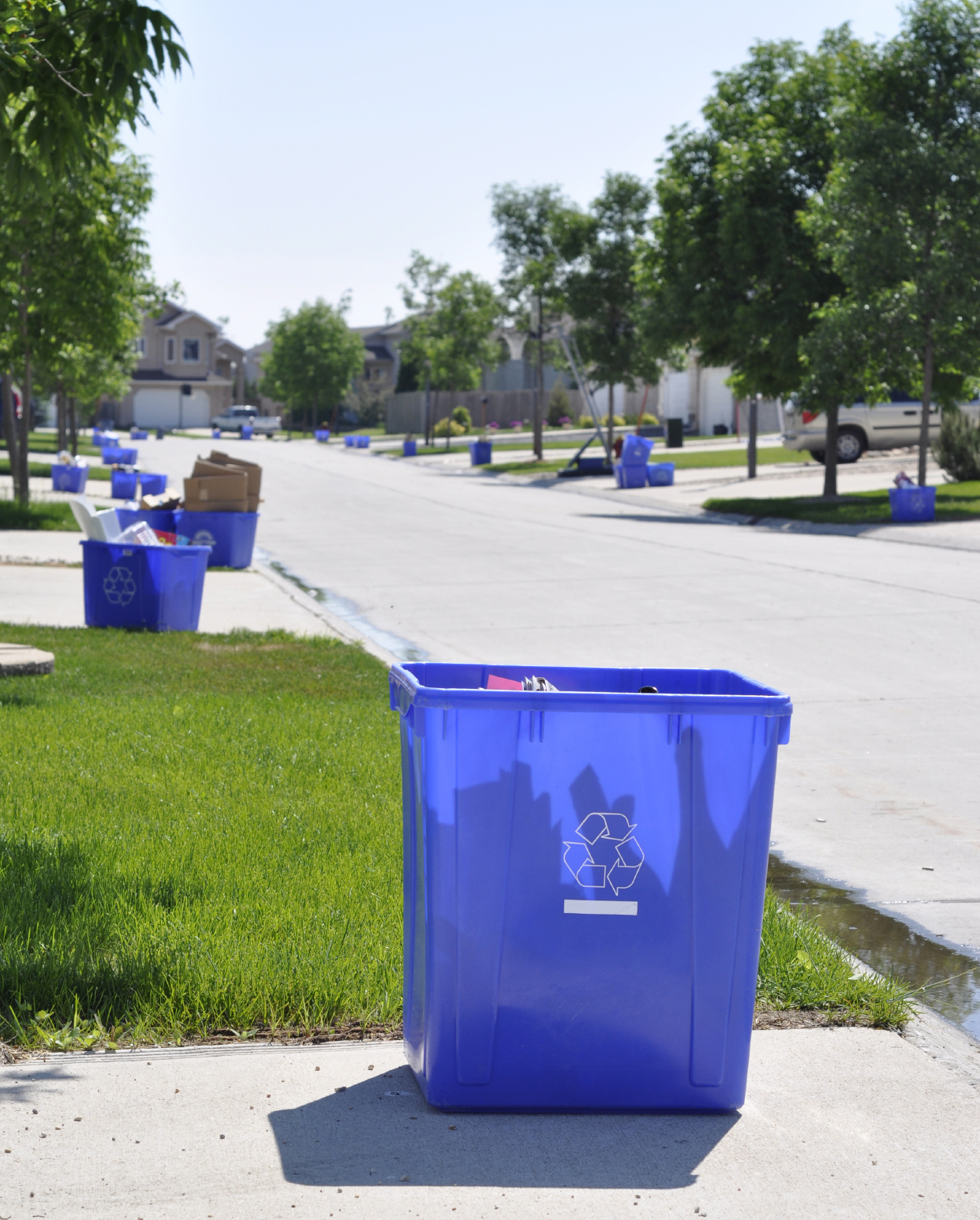 recycling bins on curb