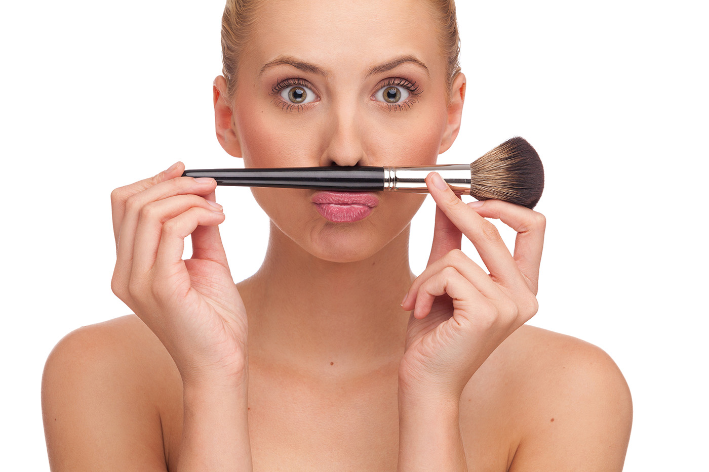 woman face makeup brush msutache