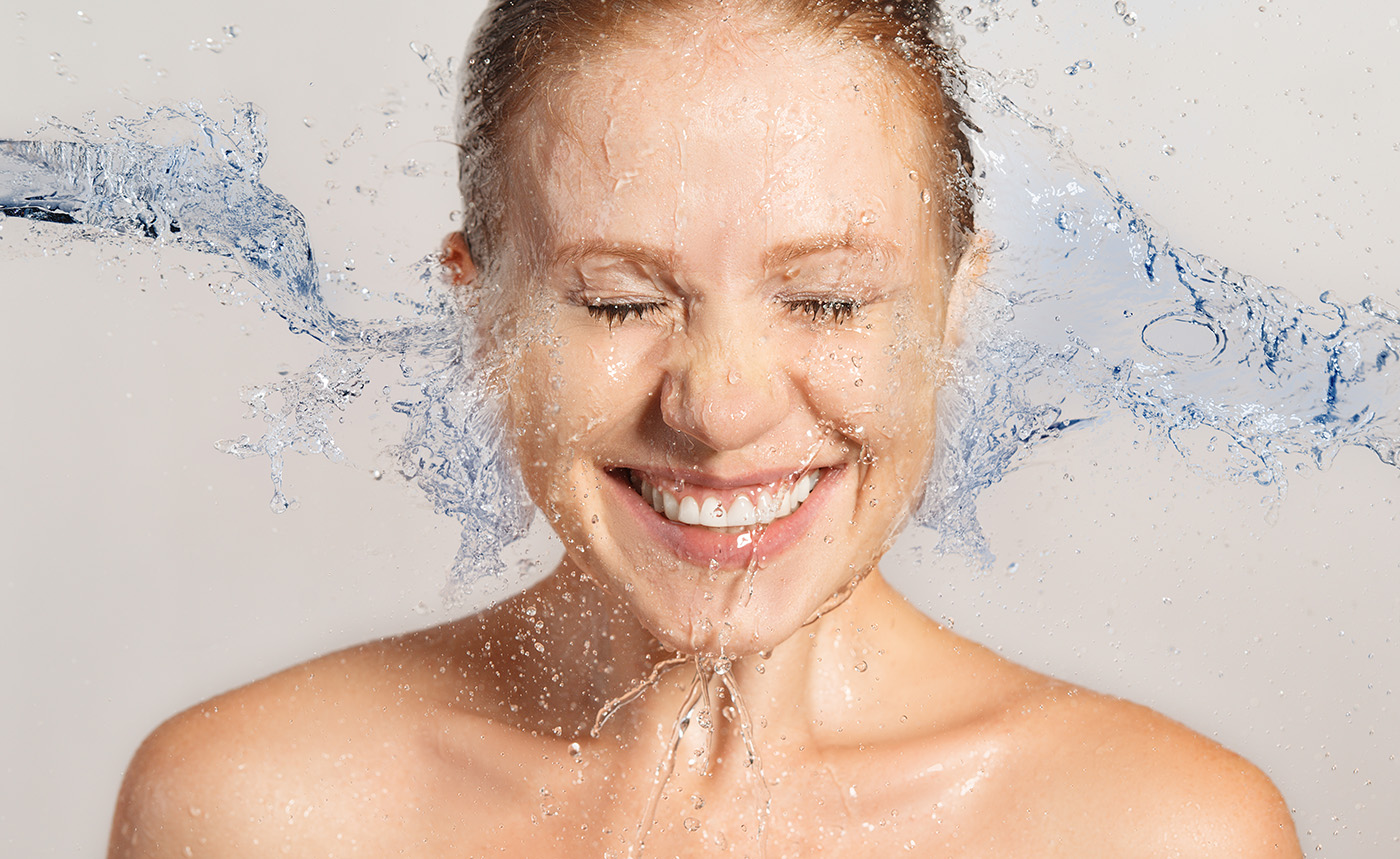 woman face water