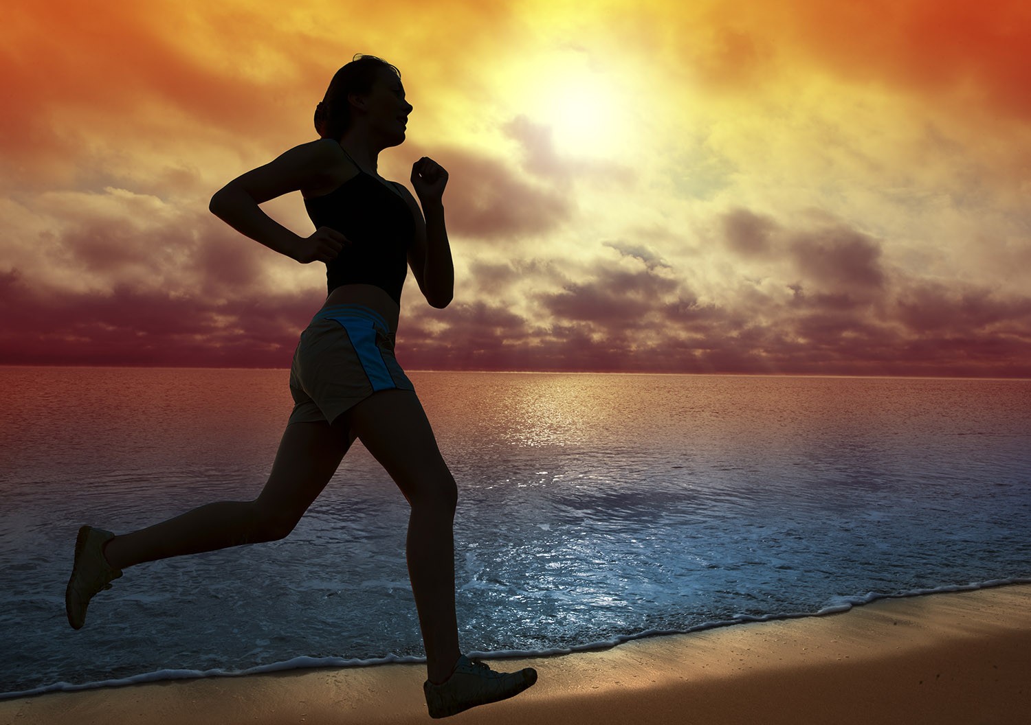 woman silhouette running