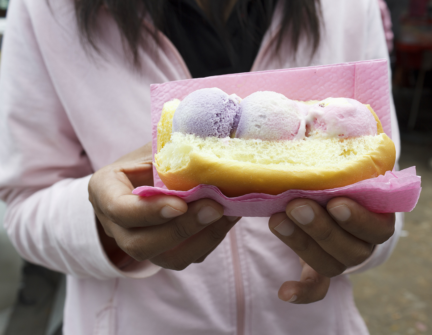 thai woman holding ice cream
