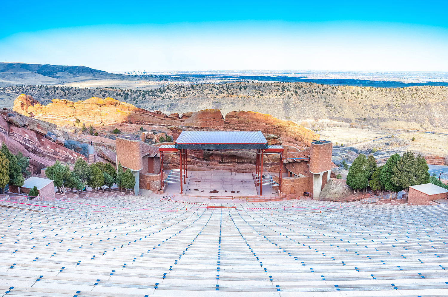Early sunset at historic Red Rocks Amphitheater in Colorado