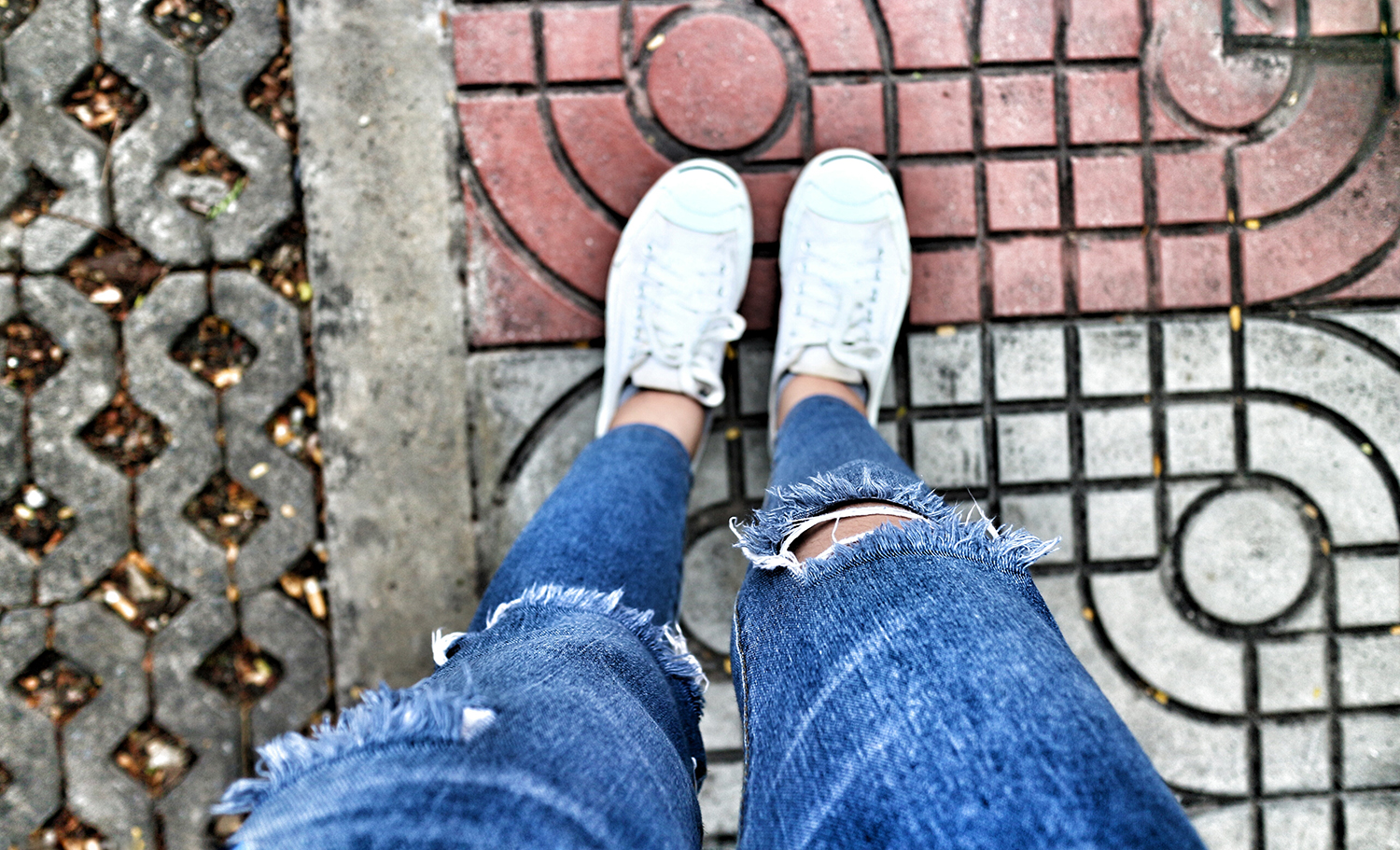 ripped jeans sneakers