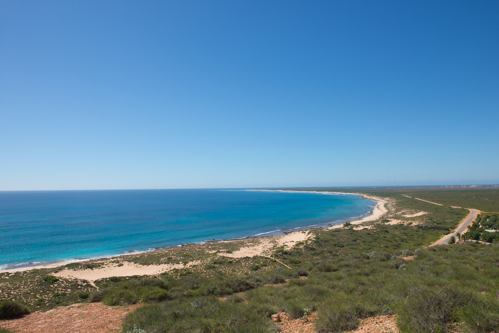 Panorama lookout view along coast of Ningaloo Reef, Cape Range National Park