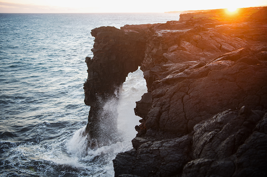 Holei Sea Arch, located at the end of the Chain of Craters Road and a highlight of the Volcanoes National Park.