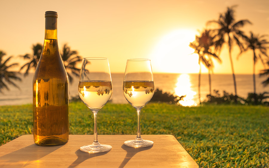 white wine sunset