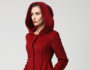 red hooded coat