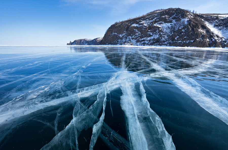 lake baikal siberia cracked ice