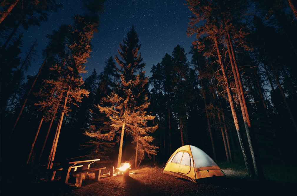 night camping in banff national park
